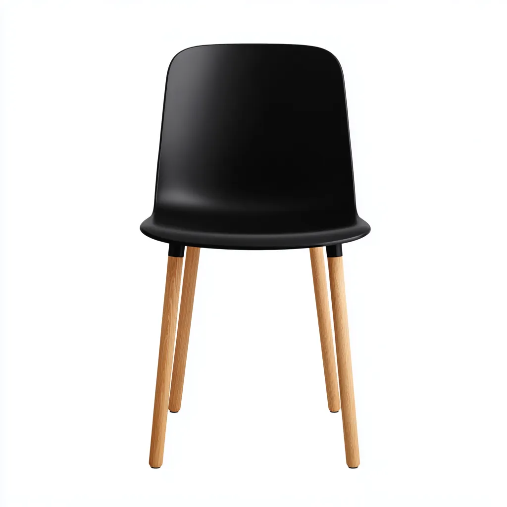 Sedia da pranzo - plastica-legno - 45x43x82 cm - nero-legno - stile scandinavo-Roomgetmart
