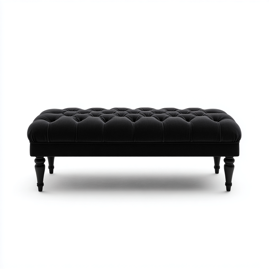 Panca per letto-tessuto-110x40x45 cm-nero-design classico-Roomgetmart