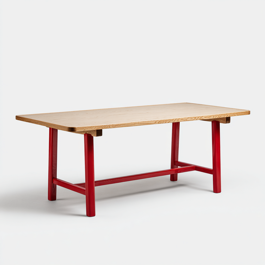 Tavolo da pranzo-legno-180x85x75 cm-legno chiaro-rosso-design moderno-Roomgetmart