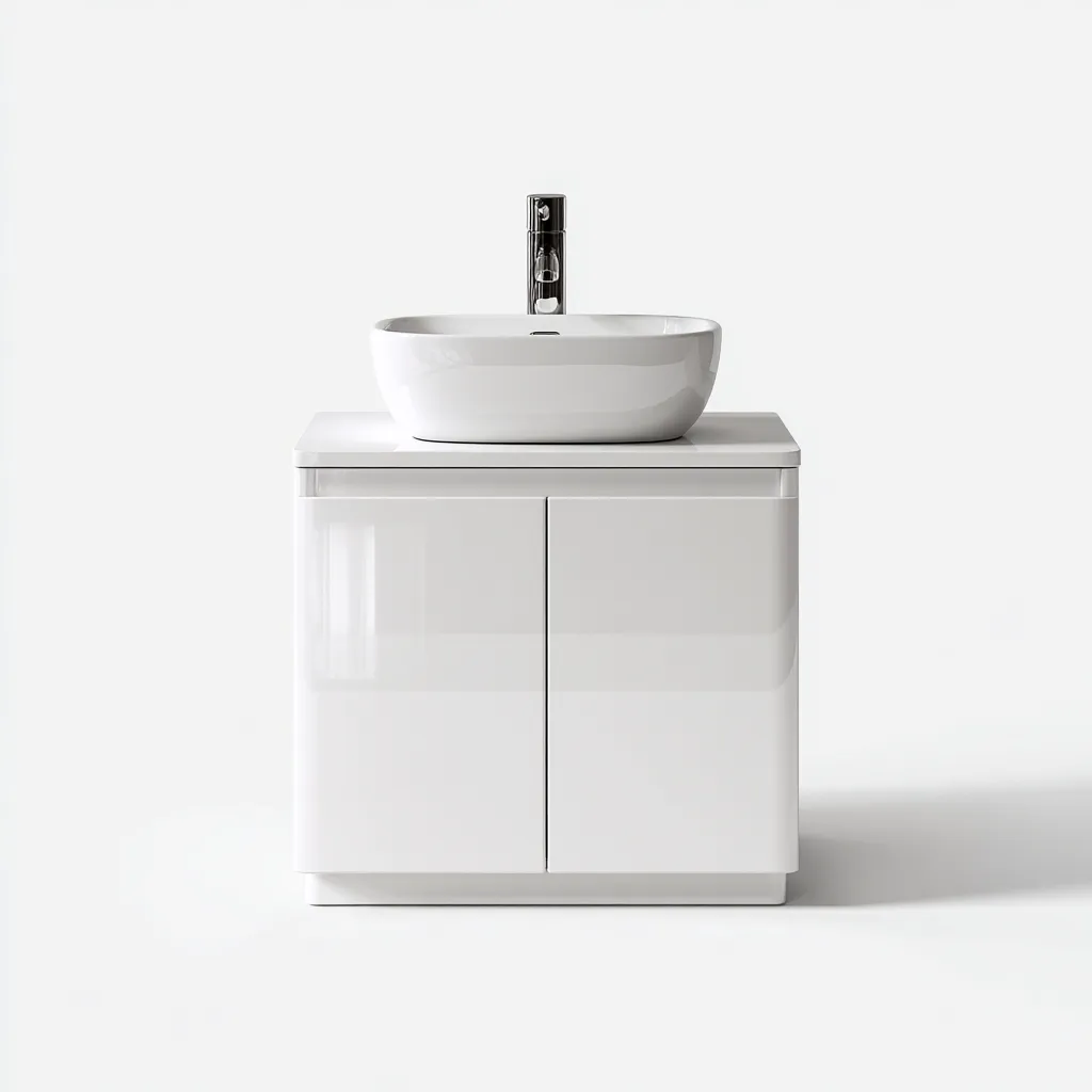 Mobile lavabo - legno-ceramica - 61x46x85 cm - bianco - design moderno-Roomgetmart