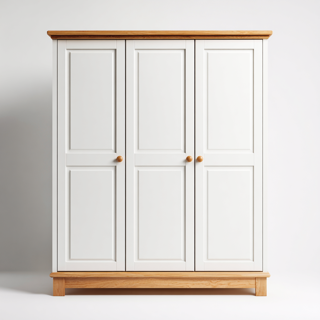 Armadio-legno-121x61x212 cm-bianco-legno-design classico-Roomgetmart