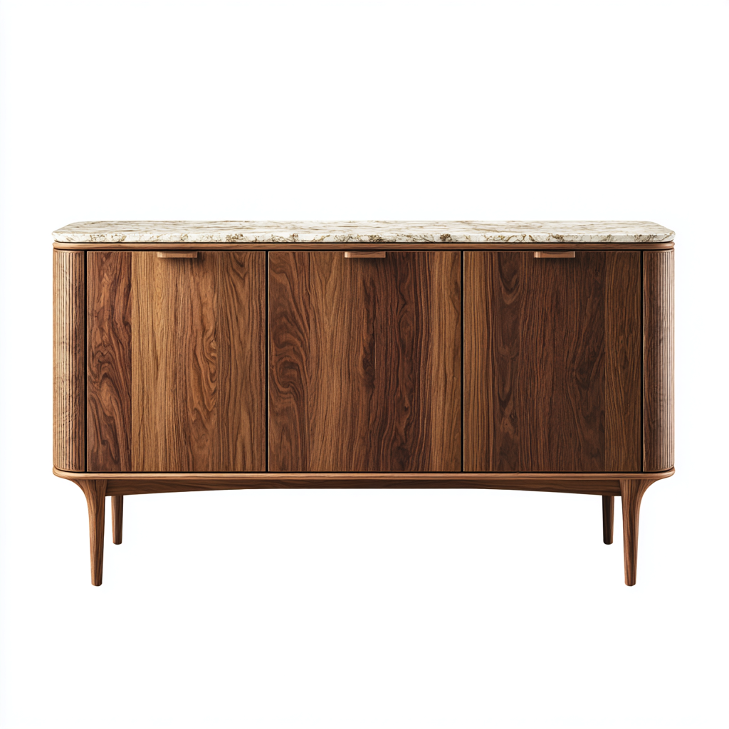 Credenza-legno-marmo-175x45x82 cm-marrone-design marmo-design moderno-Roomgetmart