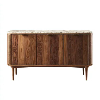 Credenza-legno-marmo-175x45x82 cm-marrone-design marmo-design moderno-Roomgetmart