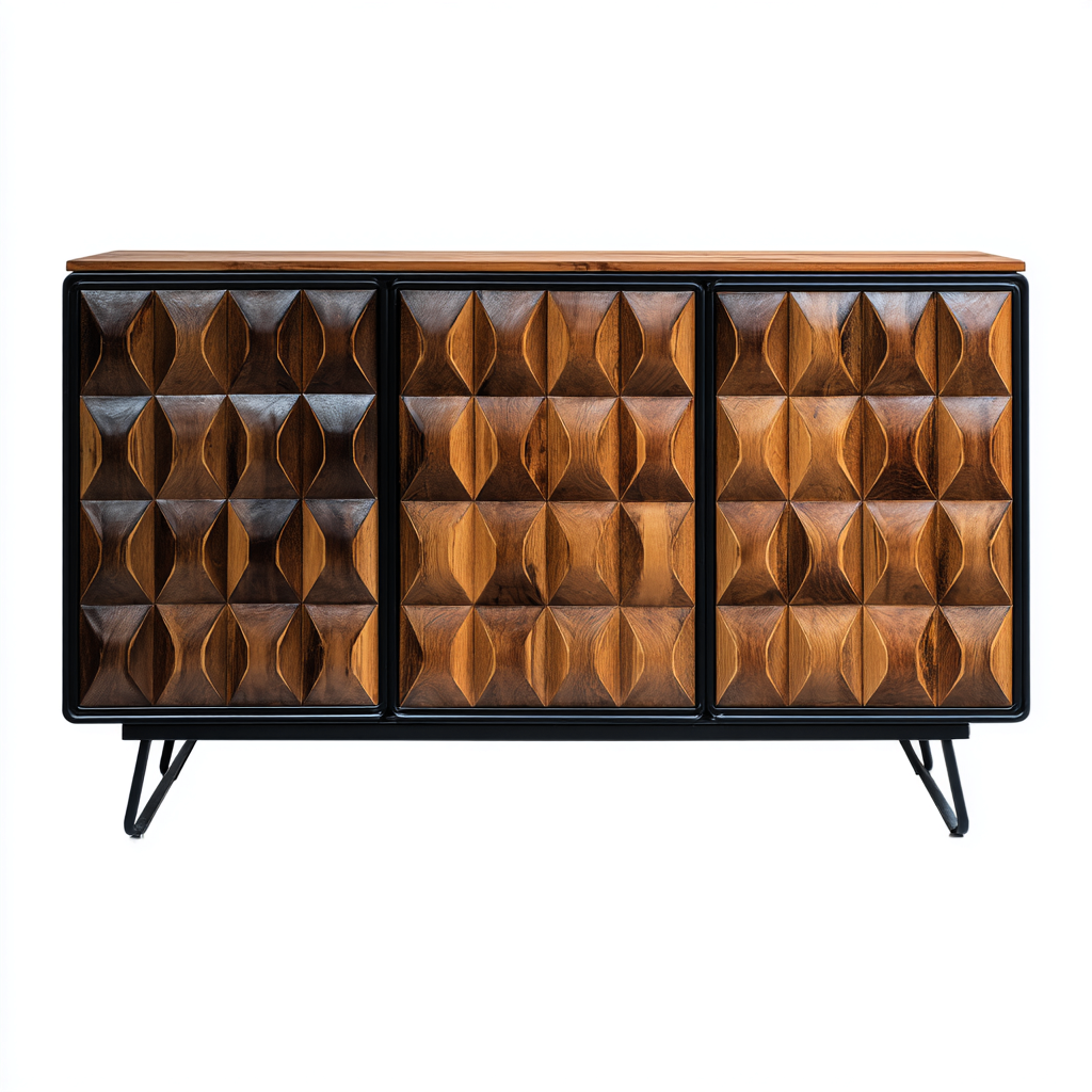 Credenza-legno-metallo-160x45x85 cm-marrone-nero-design contemporaneo-Roomgetmart