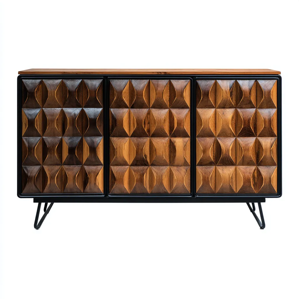 Credenza-legno-metallo-160x45x85 cm-marrone-nero-design contemporaneo-Roomgetmart