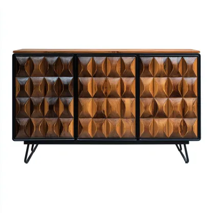 Credenza-legno-metallo-160x45x85 cm-marrone-nero-design contemporaneo-Roomgetmart