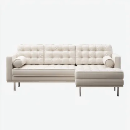 Divano angolare-pelle-metallo-278x162x88 cm-bianco-design moderno-Roomgetmart