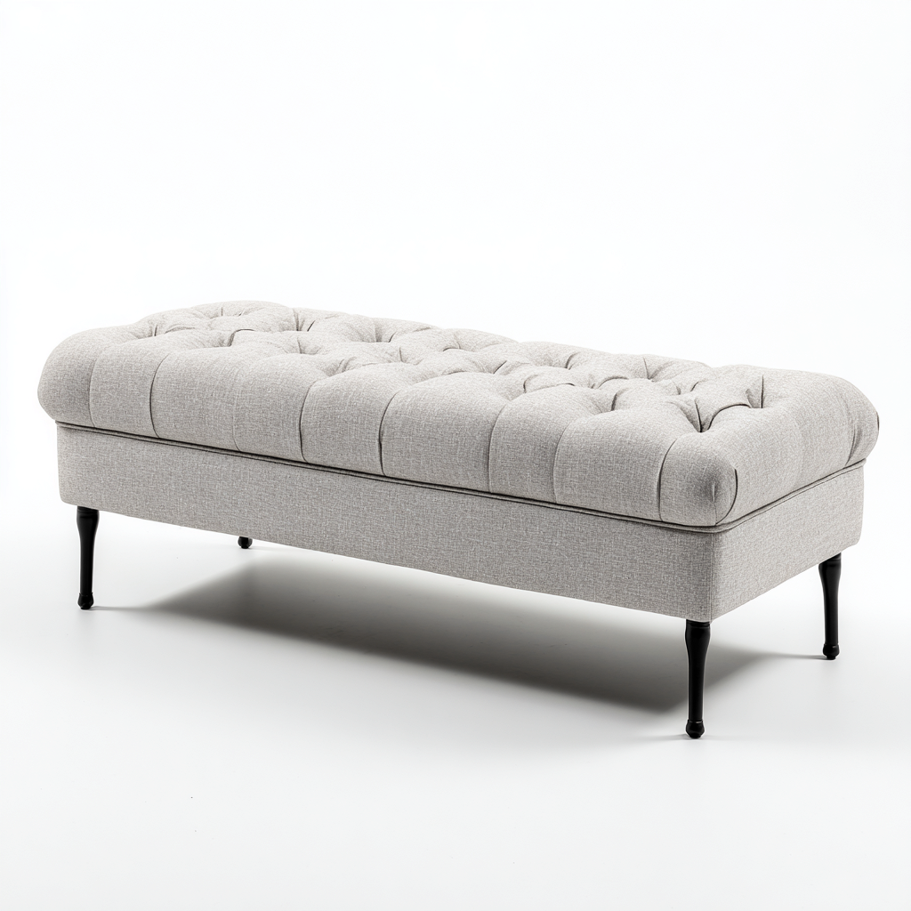 Panca per letto-tessuto-metallo-120x45x46 cm-grigio-design moderno-Roomgetmart