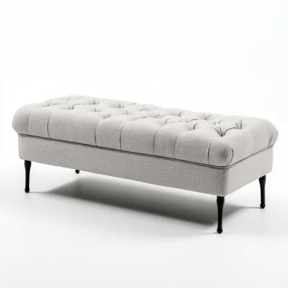 Panca per letto-tessuto-metallo-120x45x46 cm-grigio-design moderno-Roomgetmart