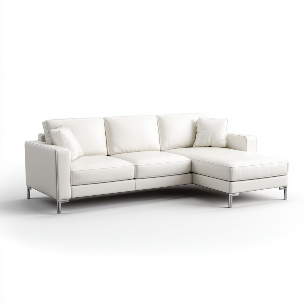 Divano angolare - pelle - 281x172x85 cm - bianco - moderno-Roomgetmart