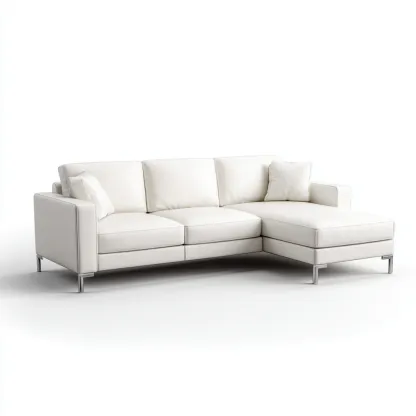 Divano angolare - pelle - 281x172x85 cm - bianco - moderno-Roomgetmart