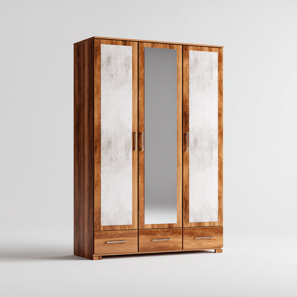 Armadio-legno-vetro-123x65x221 cm-marrone-bianco-design moderno-Roomgetmart