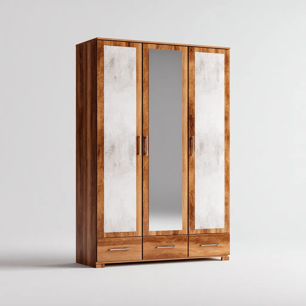 Armadio-legno-vetro-123x65x221 cm-marrone-bianco-design moderno-Roomgetmart