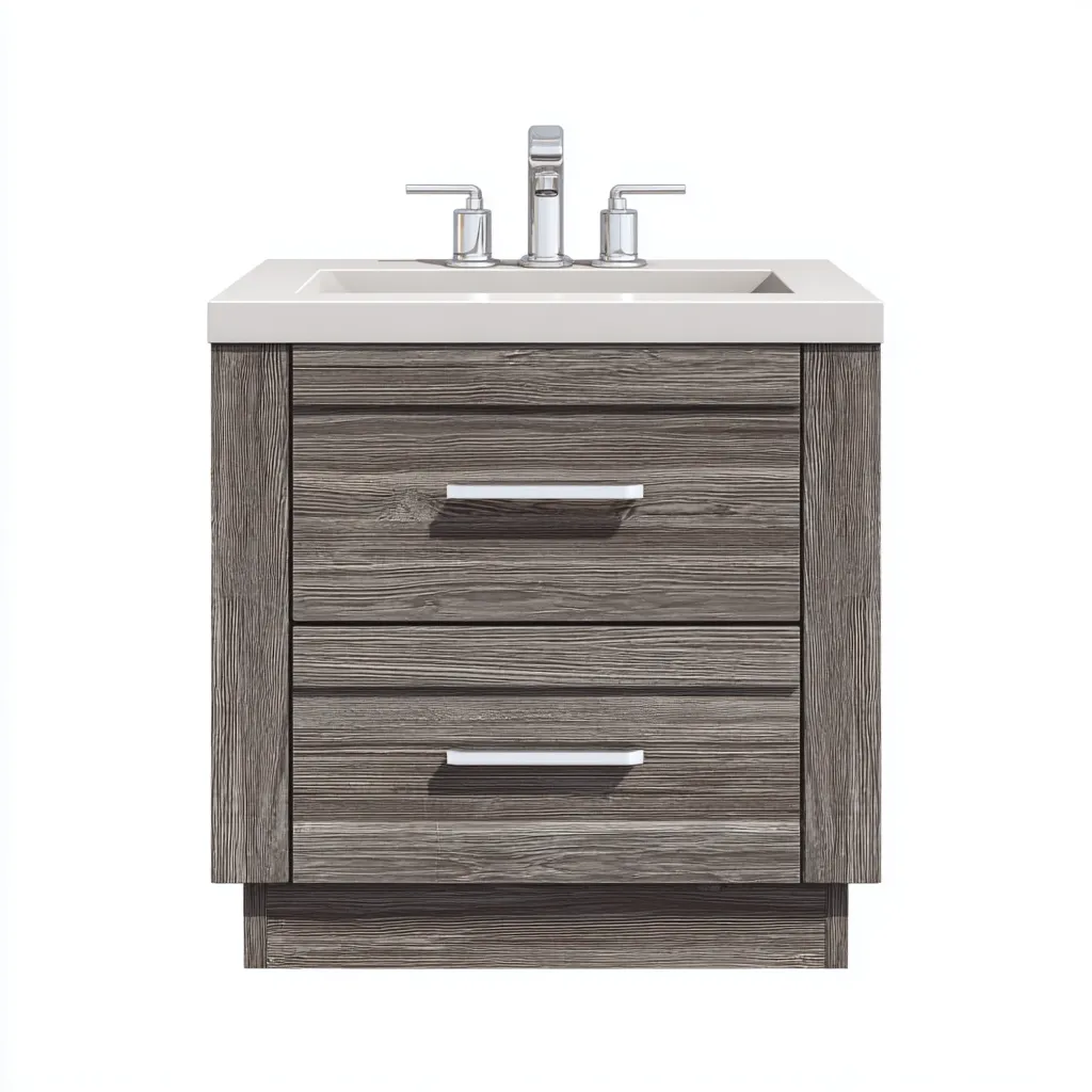 Mobile lavabo - legno-ceramica - 61x46x84 cm - grigio legno - design moderno-Roomgetmart