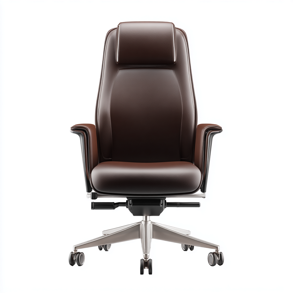 Sedia da ufficio - pelle-metallo - 70x70x124 cm - marrone - direzionale-Roomgetmart