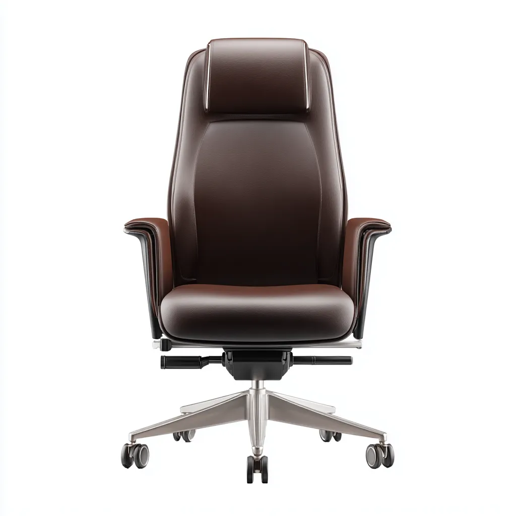 Sedia da ufficio - pelle-metallo - 70x70x124 cm - marrone - direzionale-Roomgetmart