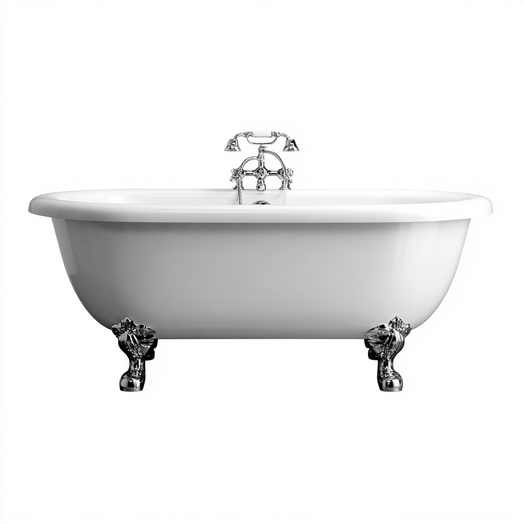 Vasca da bagno-acrilico-metallo-168x74x62 cm-bianco-classico-Roomgetmart