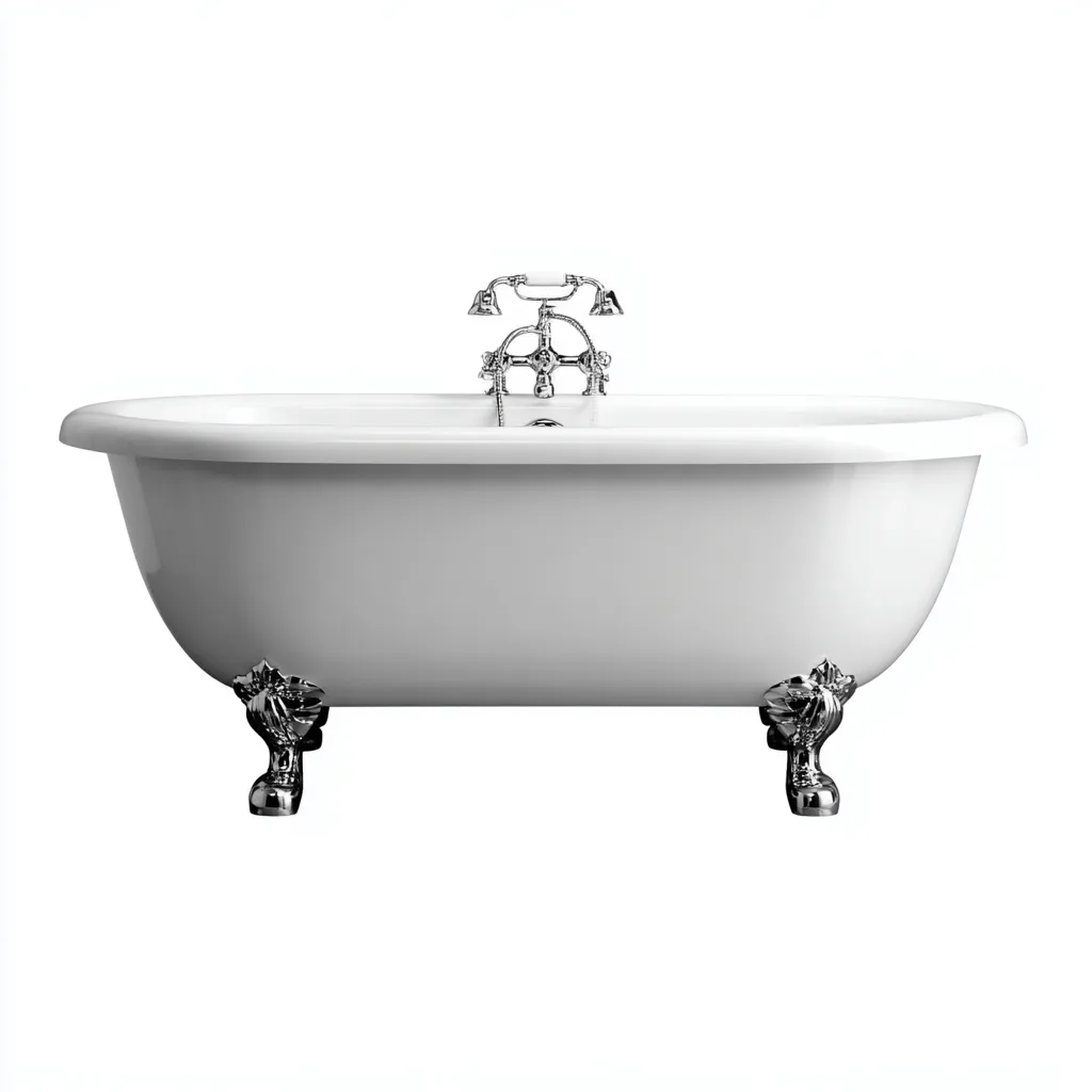 Vasca da bagno-acrilico-metallo-168x74x62 cm-bianco-classico-Roomgetmart