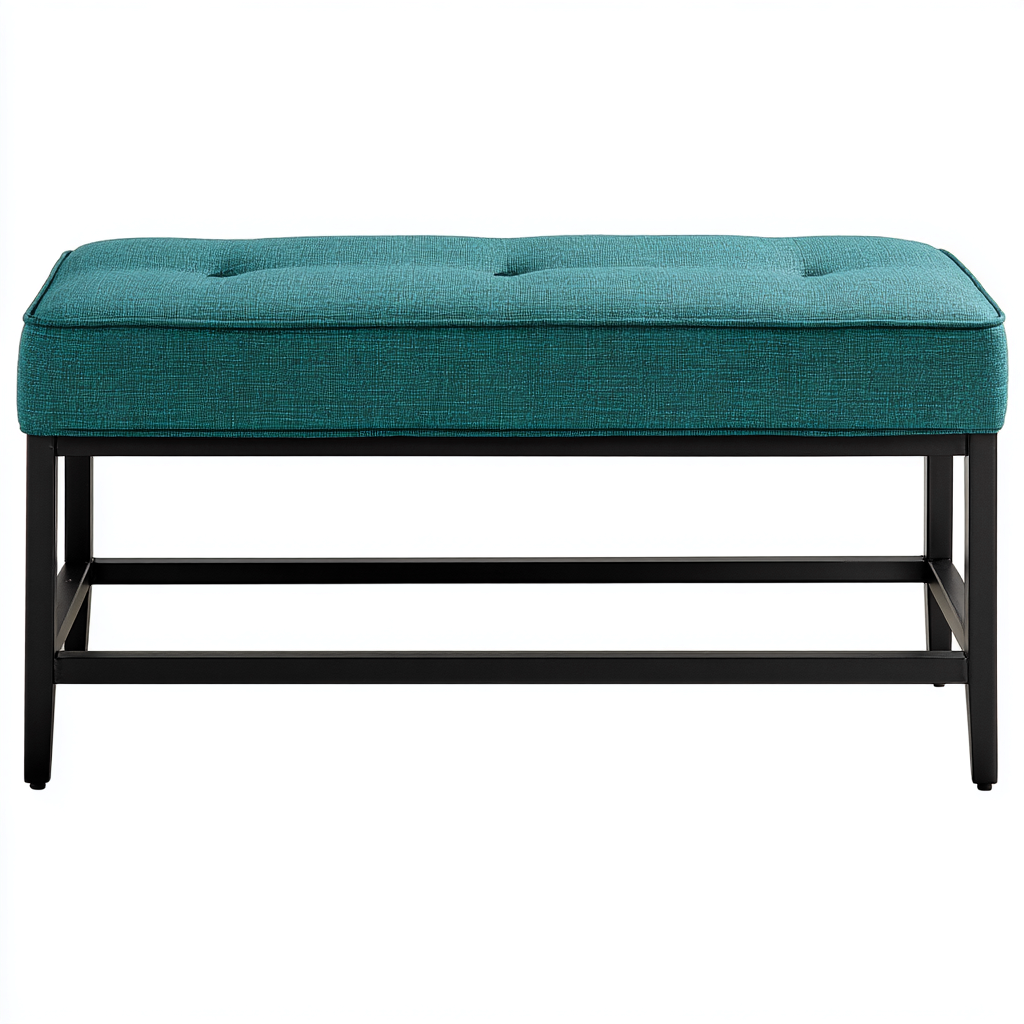 Panca per letto-tessuto-metallo-100x40x48 cm-verde-design moderno-Roomgetmart