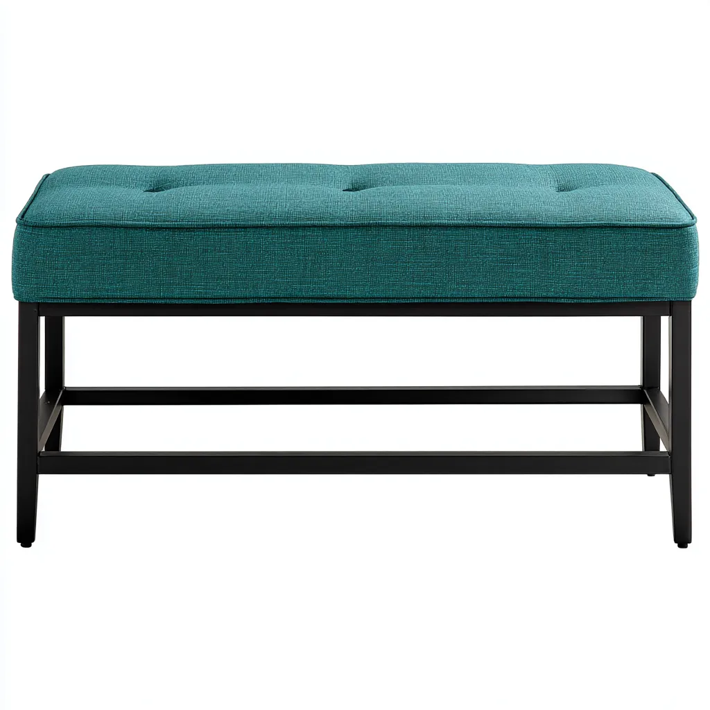Panca per letto-tessuto-metallo-100x40x48 cm-verde-design moderno-Roomgetmart