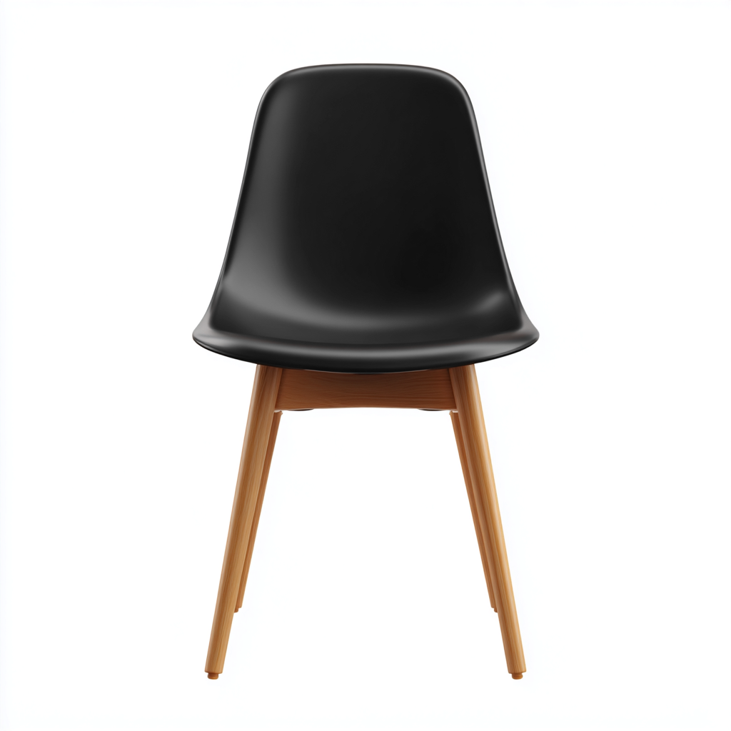 Sedia da pranzo - plastica-legno - 46x44x83 cm - nero-legno - stile scandinavo-Roomgetmart