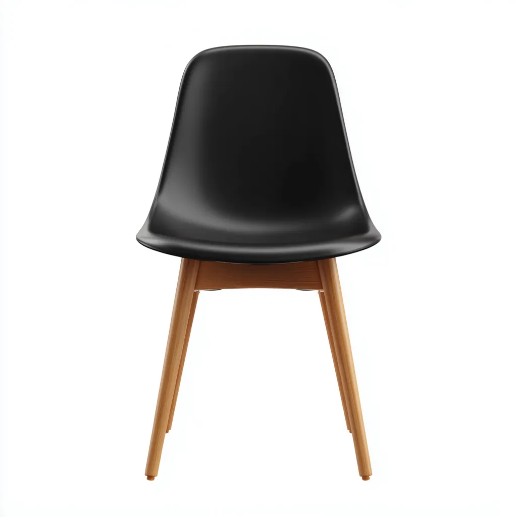 Sedia da pranzo - plastica-legno - 46x44x83 cm - nero-legno - stile scandinavo-Roomgetmart