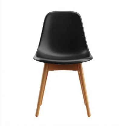 Sedia da pranzo - plastica-legno - 46x44x83 cm - nero-legno - stile scandinavo-Roomgetmart