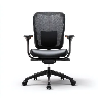 Sedia da ufficio-rete-pelle-metallo-65x63x103 cm-nero-ergonomica-Roomgetmart