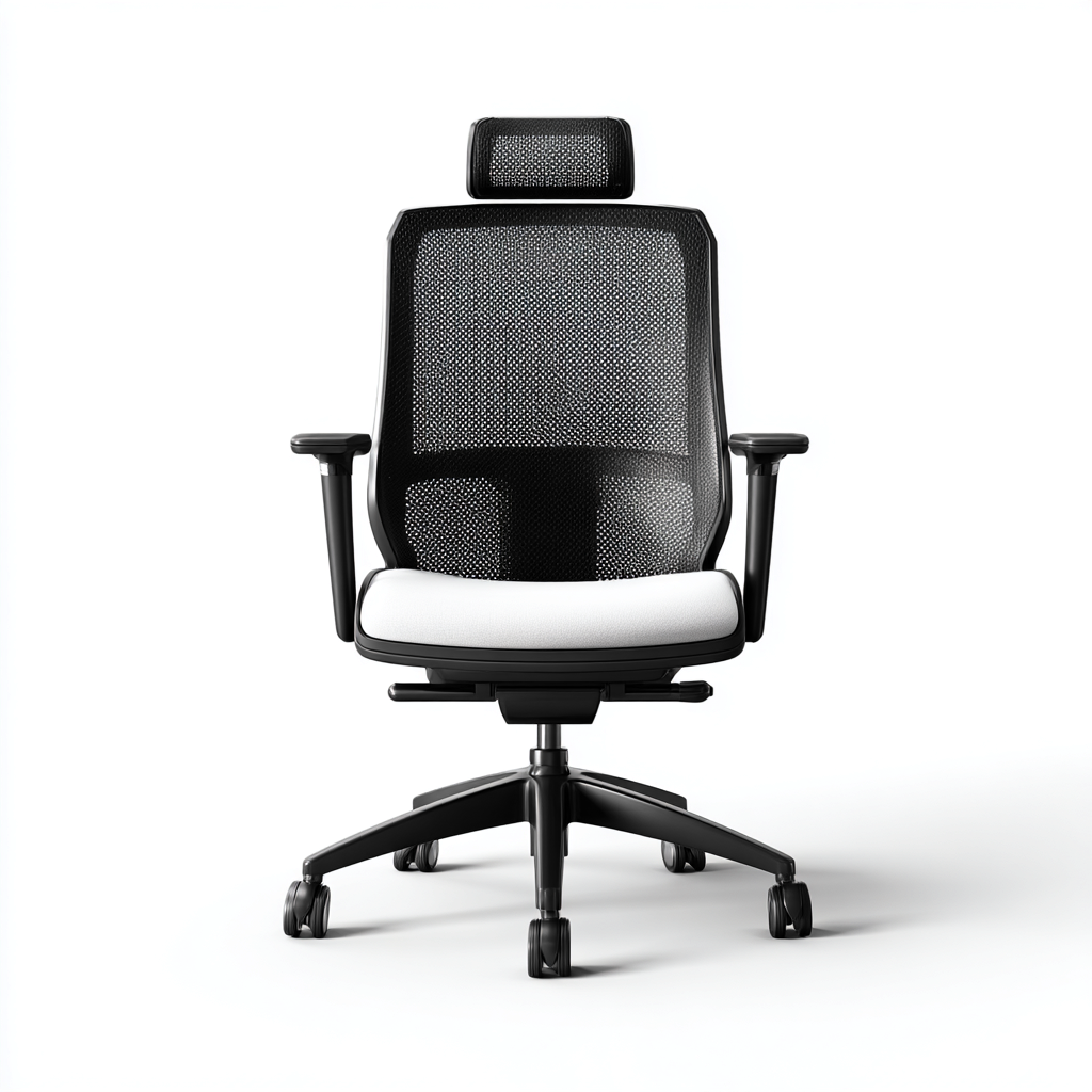 Sedia da ufficio-rete-tessuto-metallo-67x64x118 cm-nero-bianco-ergonomica-Roomgetmart