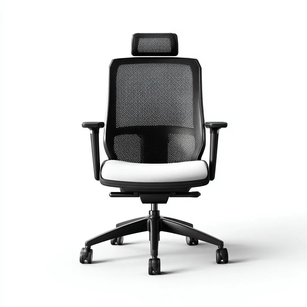 Sedia da ufficio-rete-tessuto-metallo-67x64x118 cm-nero-bianco-ergonomica-Roomgetmart