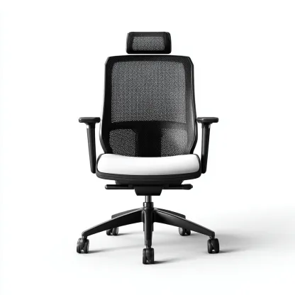 Sedia da ufficio-rete-tessuto-metallo-67x64x118 cm-nero-bianco-ergonomica-Roomgetmart