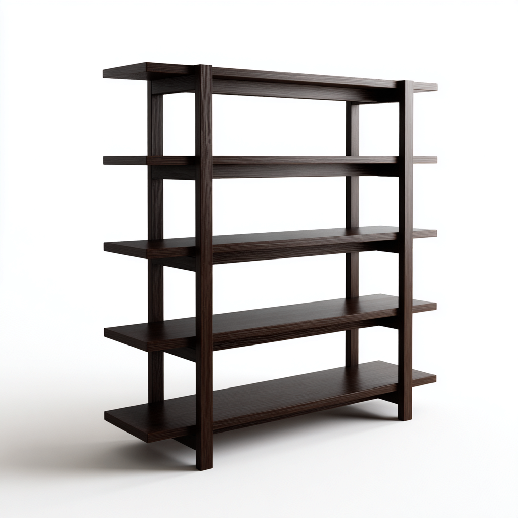 Libreria-legno-massello-115x32x148 cm-marrone scuro-design-moderno-Roomgetmart