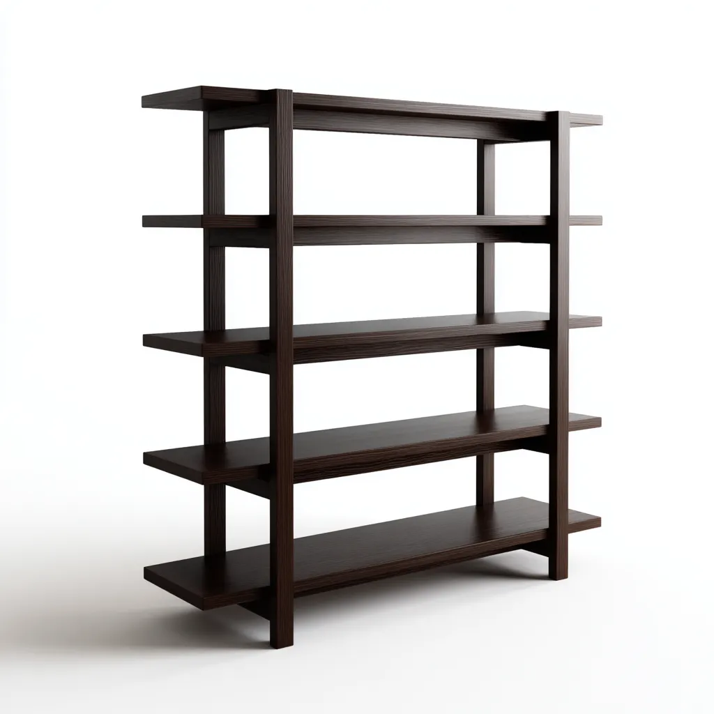 Libreria-legno-massello-115x32x148 cm-marrone scuro-design-moderno-Roomgetmart