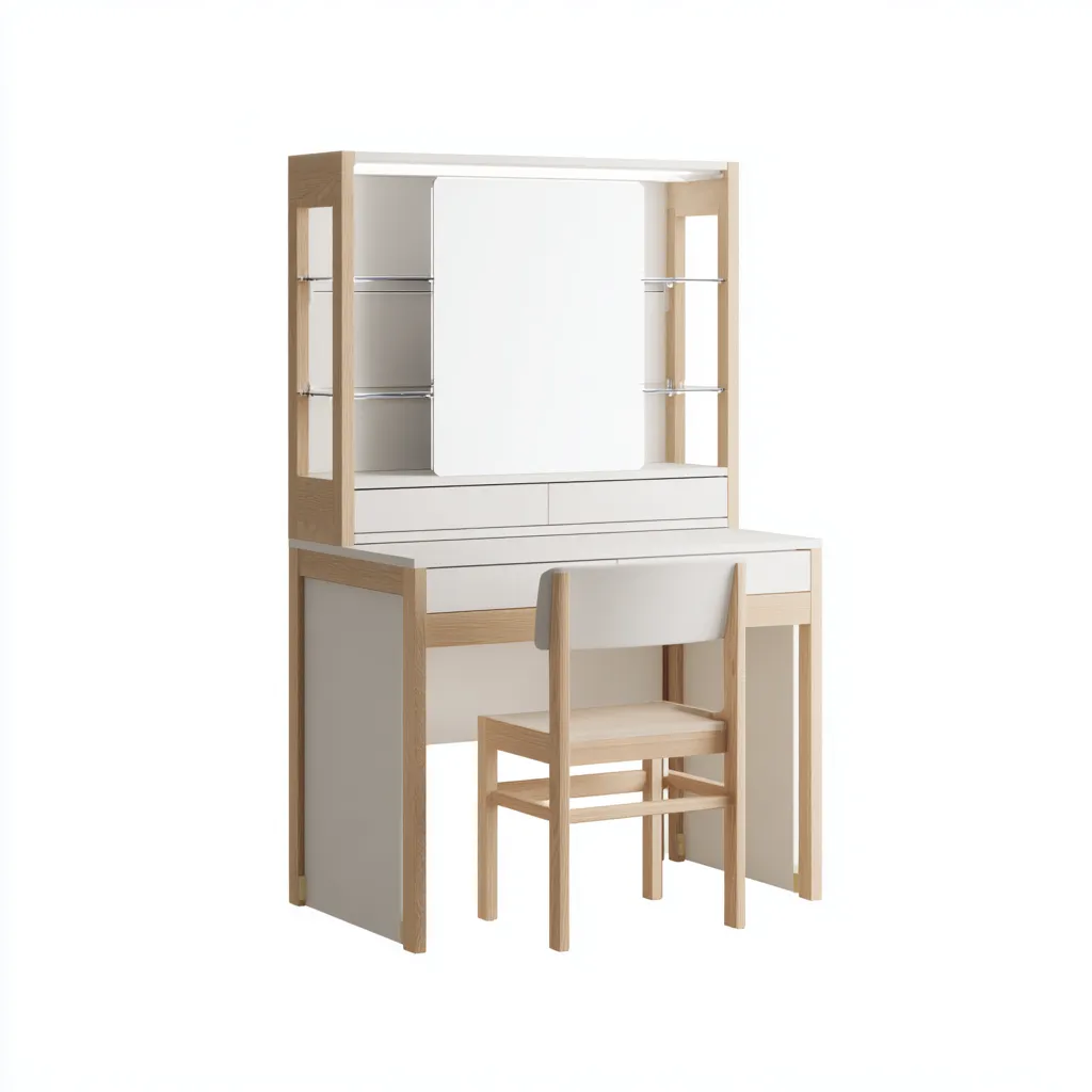 Toeletta legno composito-legno massello 86x45x142 cm bianco-legno naturale design moderno-Roomgetmart