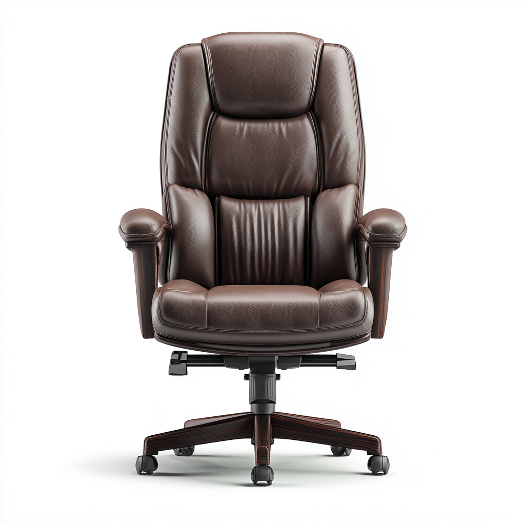 Sedia da ufficio - pelle-legno - 74x74x128 cm - marrone - direzionale-Roomgetmart