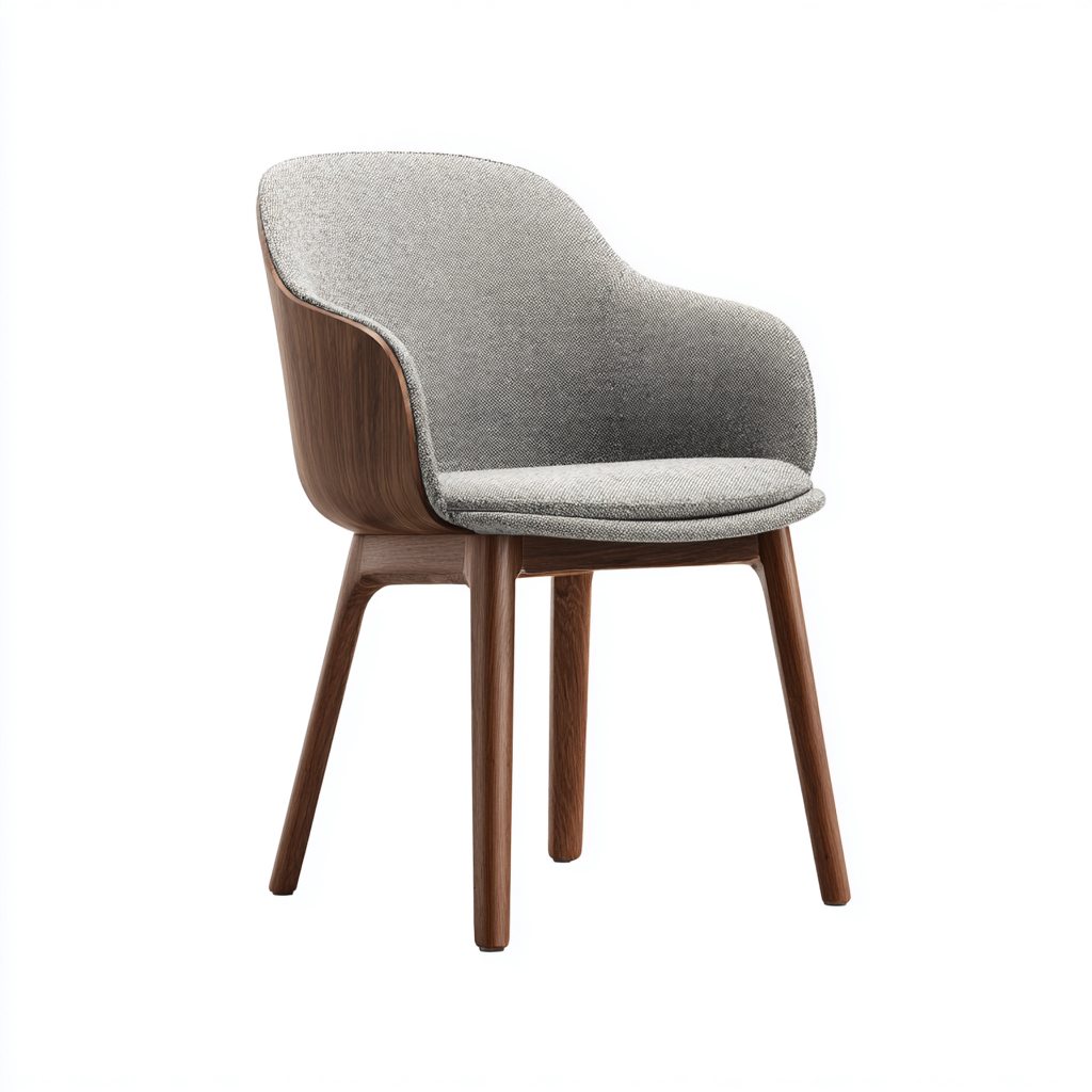 Sedia da pranzo - tessuto-legno - 56x54x82 cm - grigio-legno scuro - stile moderno-Roomgetmart