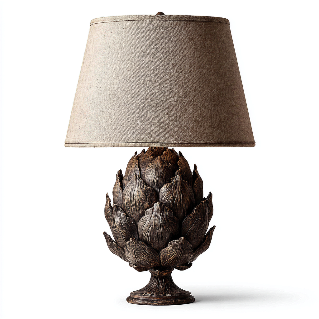 Lampada da tavolo in resina e tessuto 28x28x55 cm - marrone-beige - design decorativo-Luxegolab