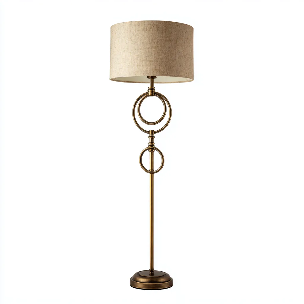 Lampada da terra metallo-tessuto 38x38x160 cm - bronzo-beige - stile classico adatta per soggiorno-Luxegolab