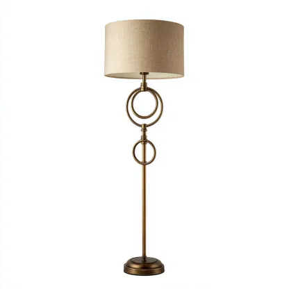 Lampada da terra metallo-tessuto 38x38x160 cm - bronzo-beige - stile classico adatta per soggiorno-Luxegolab