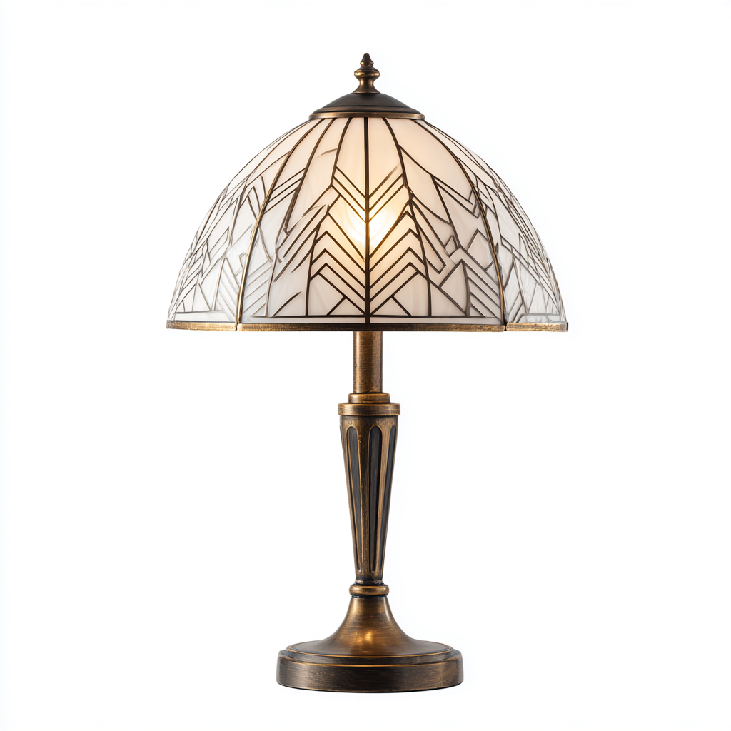 Lampada da tavolo vetro-metallo 28x18x45 cm - bronzo-bianco - stile classico adatta per soggiorno-Luxegolab