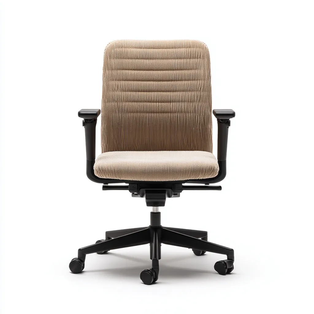 Sedia da ufficio tessuto-metallo 70x68x110 cm - beige - ergonomica con braccioli-Luxegolab