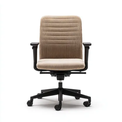 Sedia da ufficio tessuto-metallo 70x68x110 cm - beige - ergonomica con braccioli-Luxegolab