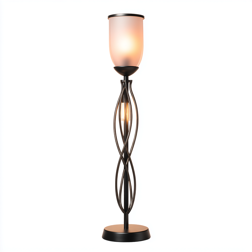 Lampada da terra metallo-vetro 32x32x170 cm - bronzo scuro-bianco opaco - stile decorativo adatta per soggiorno-Luxegolab