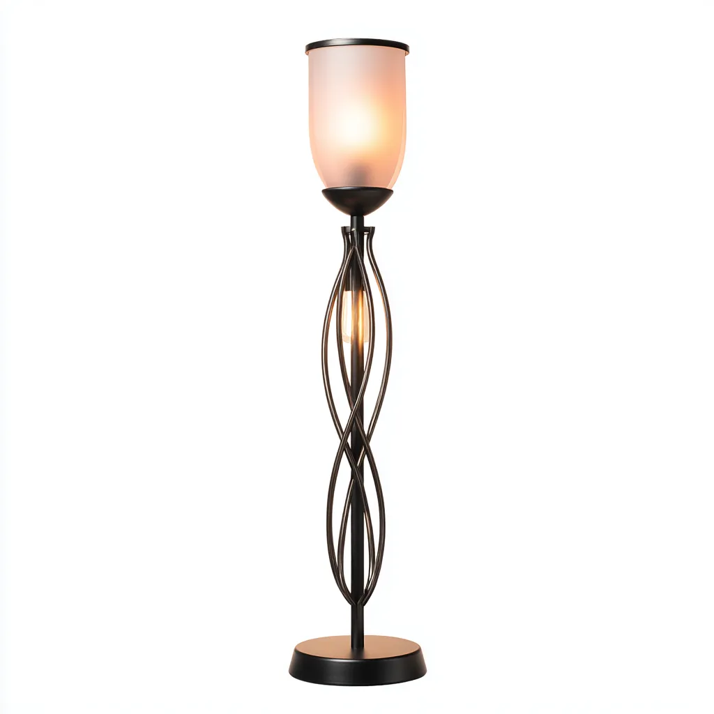 Lampada da terra metallo-vetro 32x32x170 cm - bronzo scuro-bianco opaco - stile decorativo adatta per soggiorno-Luxegolab