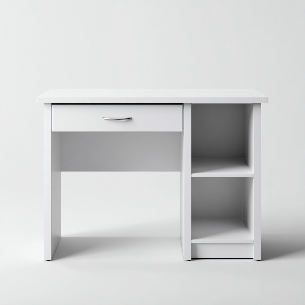 Scrivania legno 110x50x76 cm - bianco - design semplice adatta per ufficio-Luxegolab