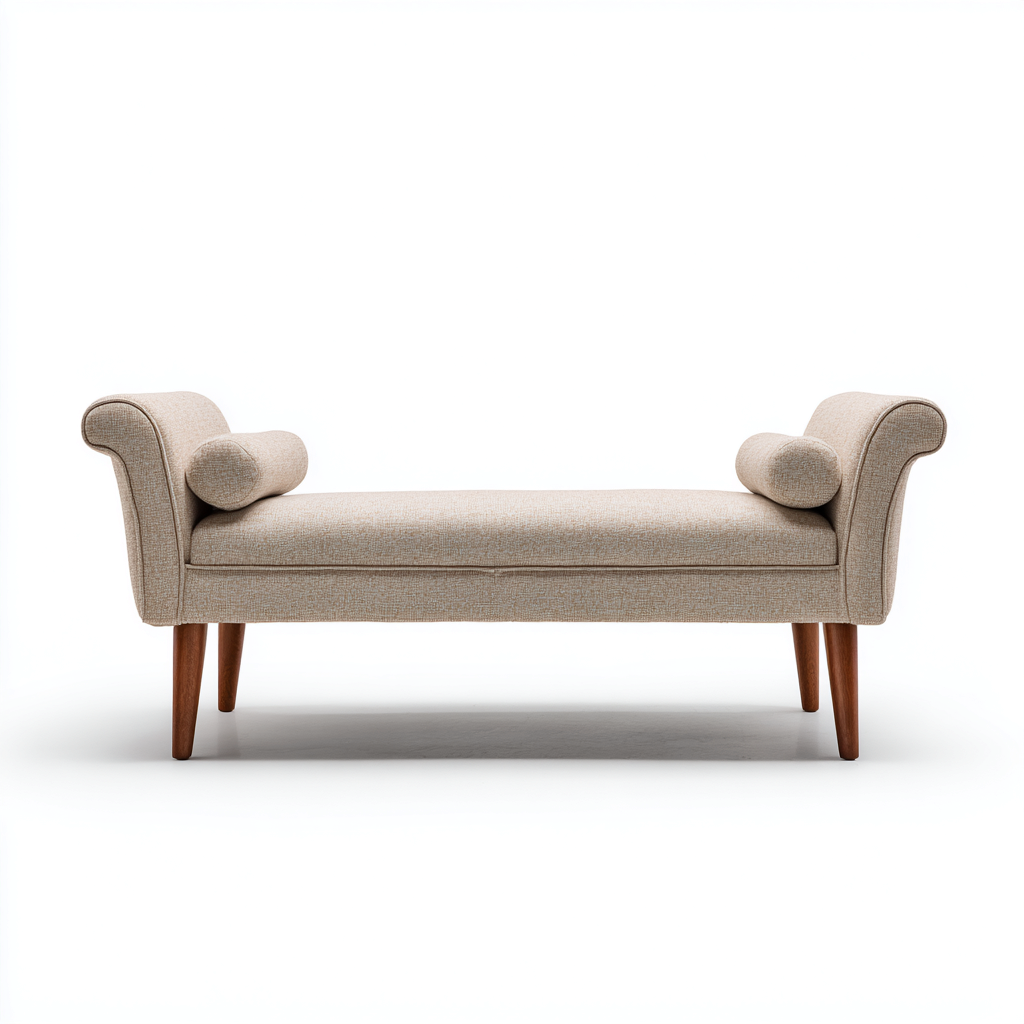 Panca per letto 120x45x55 cm - struttura in legno - beige-legno naturale - stile classico-Luxegolab