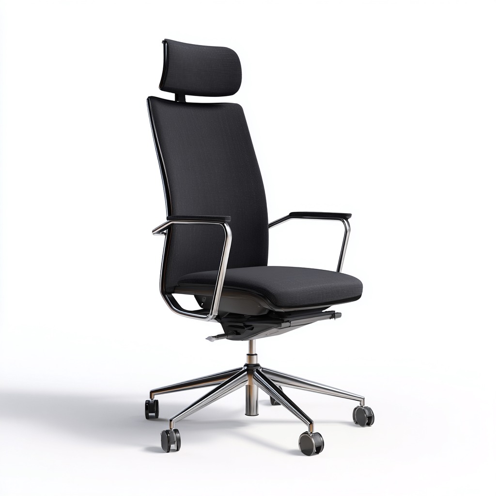 Sedia da ufficio ergonomica nera con poggiatesta 62x62x128 cm - base girevole - supporto regolabile-Luxegolab