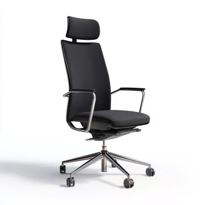 Sedia da ufficio ergonomica nera con poggiatesta 62x62x128 cm - base girevole - supporto regolabile-Luxegolab