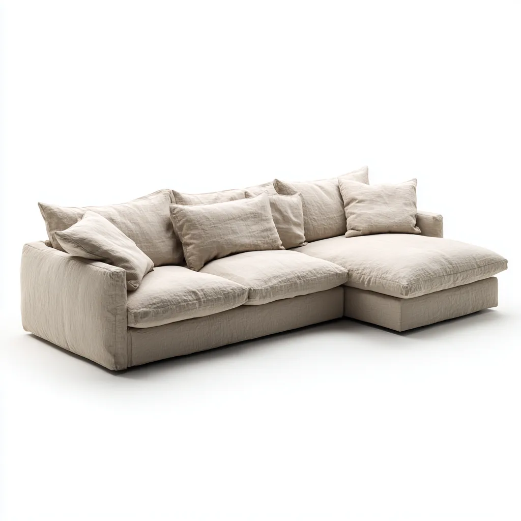 Set divani tessuto-legno 280x165x90 cm - beige chiaro - stile moderno-Luxegolab