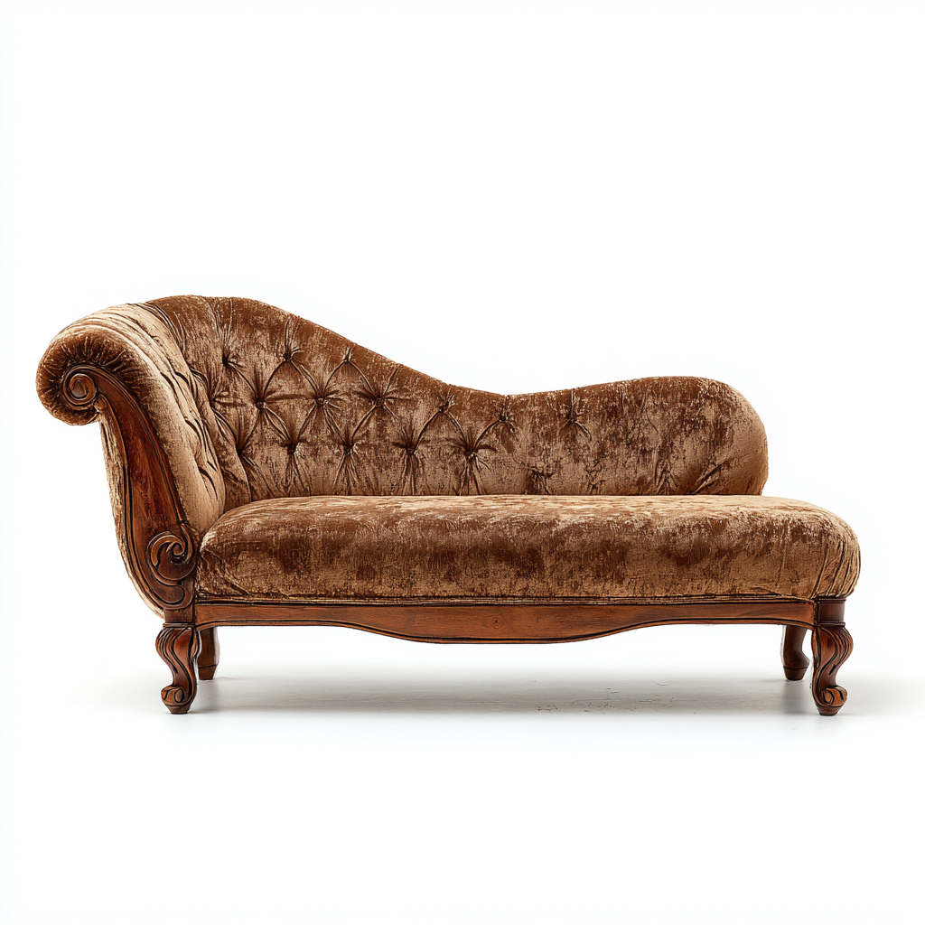 Chaise longue velluto e legno 180x75x85 cm - marrone dorato-legno - design classico-Luxegolab